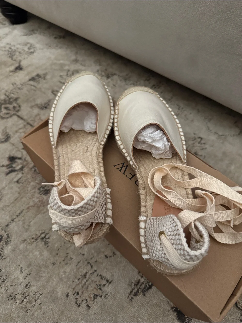 J. Crew Cream Canvas Espadrille Lace-Up Sandals